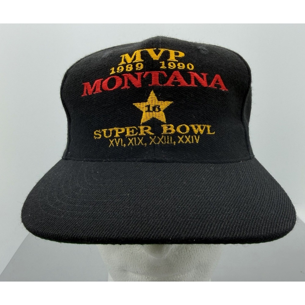 Vintage Joe Montana Super Bowl MVP Hat, Snapback Black NFL Cap, Wool, LA GEAR